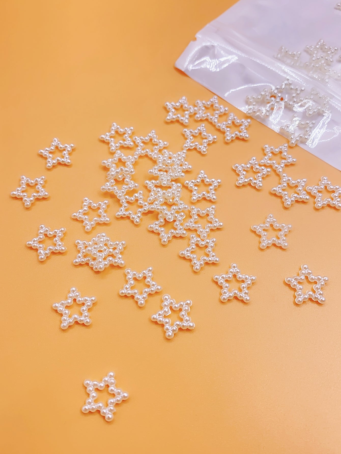 New abs imitation pearl beads five star shaped mobile phone case patch diy jewelry clothing decorative pearl material