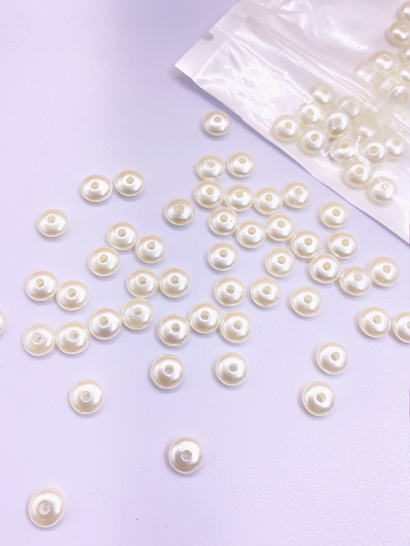 ABS Seven Color Round Bead Flat Piece Rainbow Color Straight-Hole