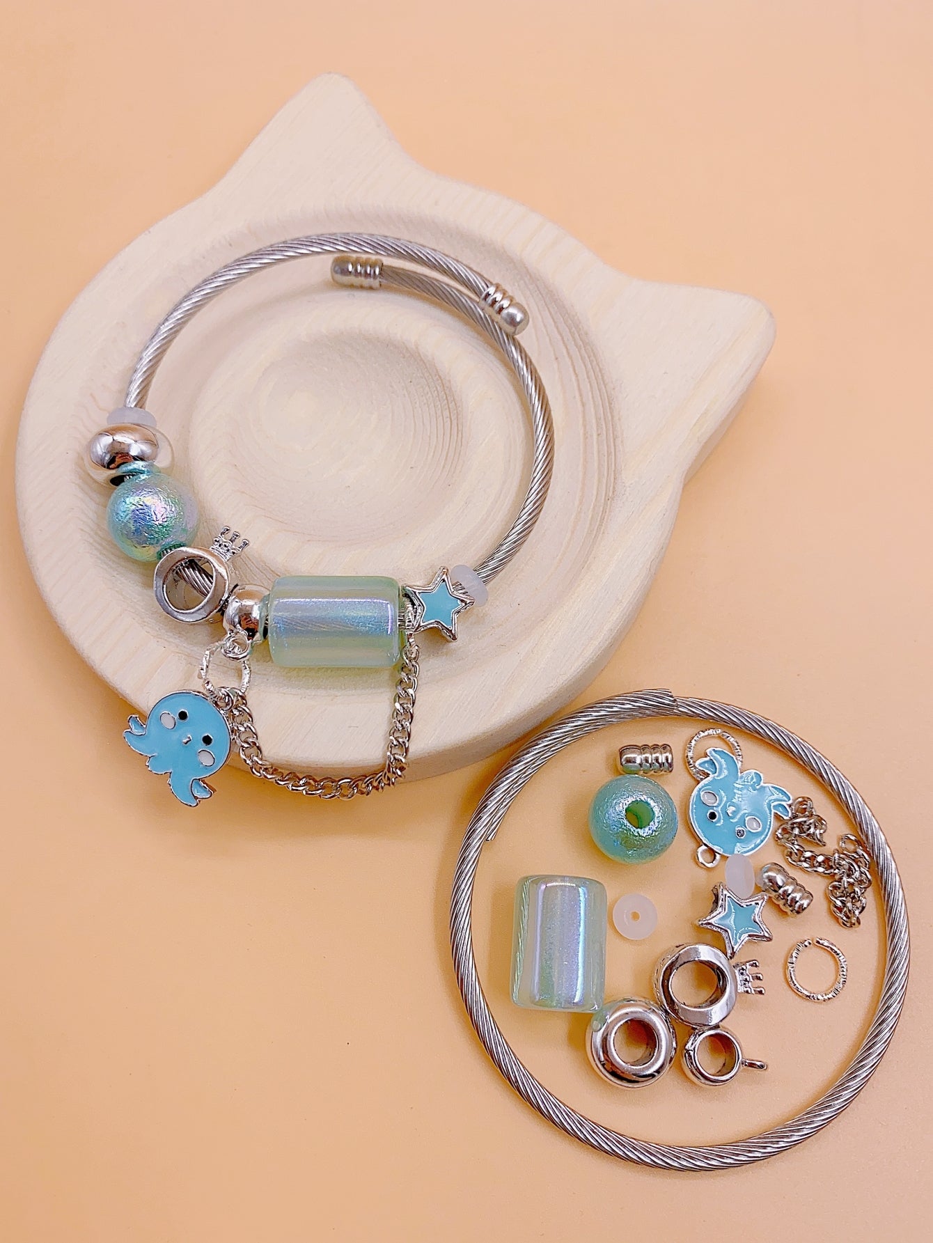 Fashion new women's steel ring self-made a variety of Pandora style bracelet diy hand-beaded materials