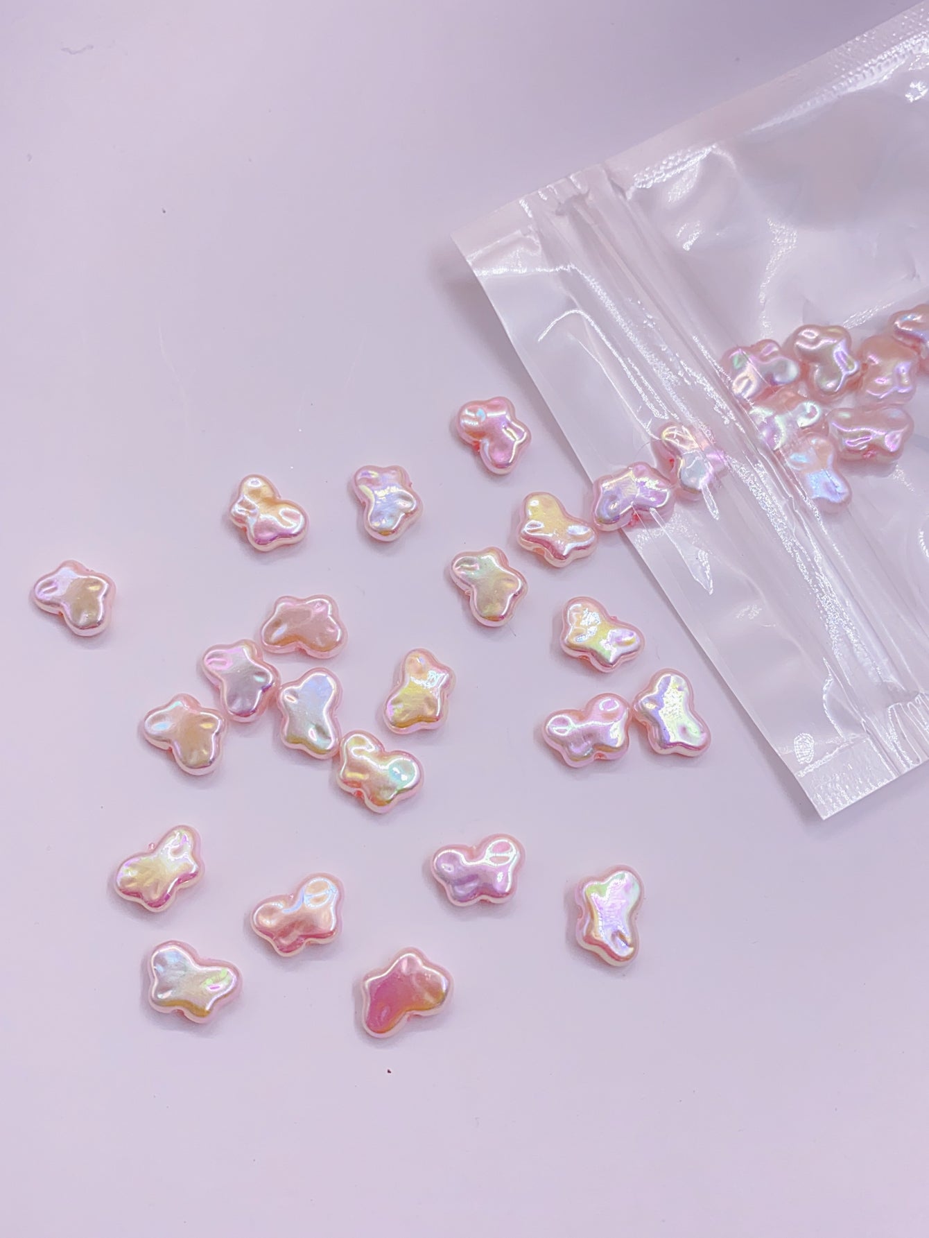 New advanced sense of irregular aurora butterfly straight hole beaded jewelry diy accessories clothing loose bead material