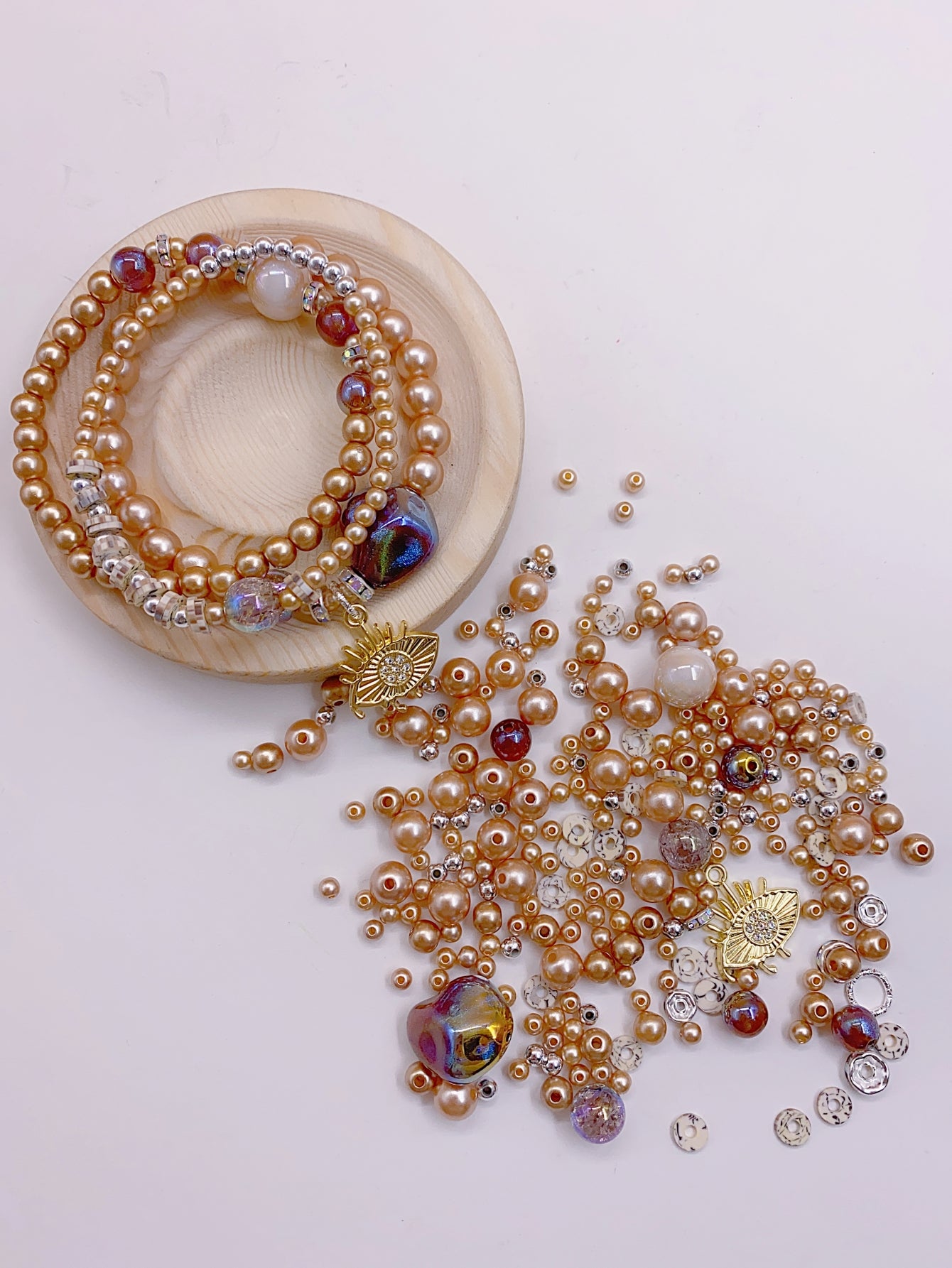 Handmade diy Material Bag abs White highlighter Straight Hole Pearl DIY bracelet Mix and match jewelry accessory beads