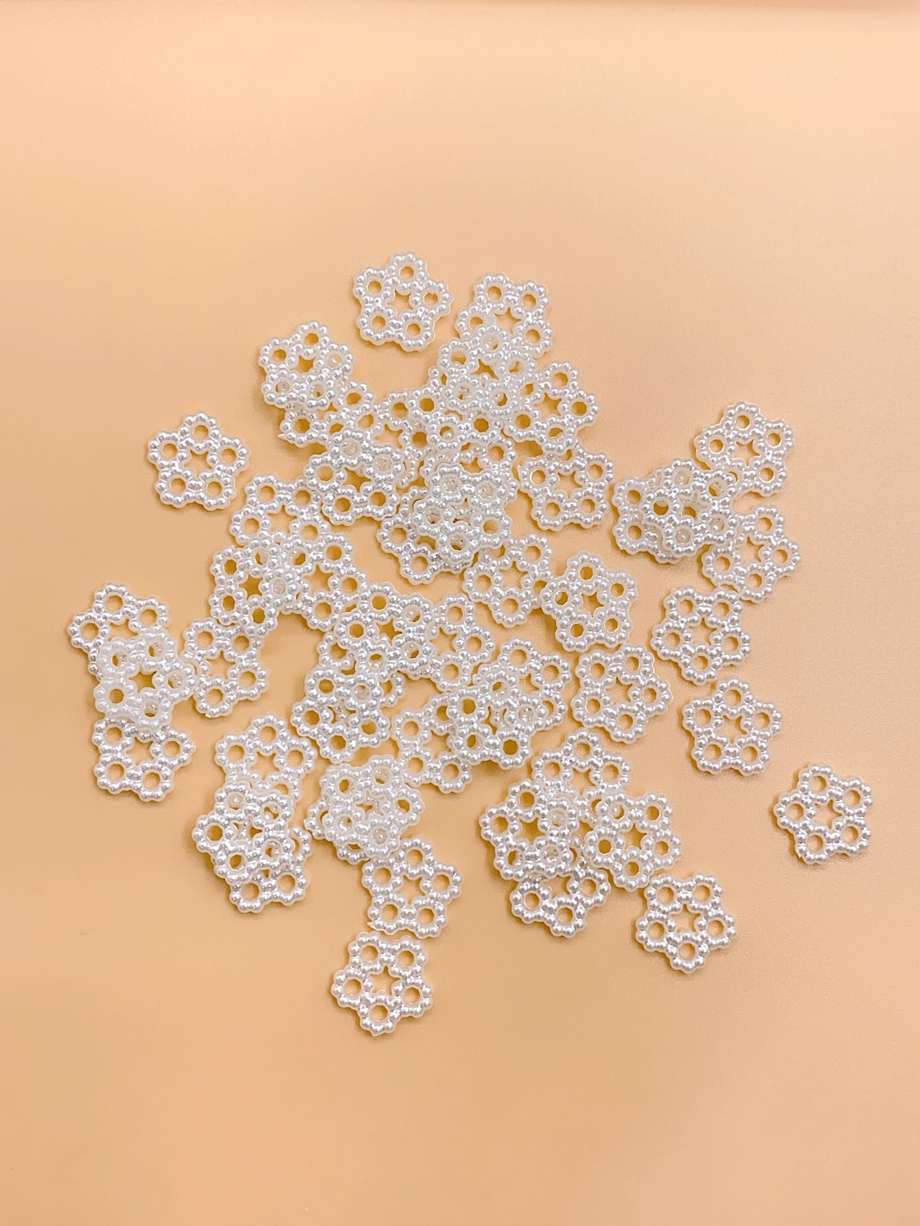 ABS new five-petal flower imitation pearl straight hole jewelry accessories beaded diy handmade necklace accessories materials