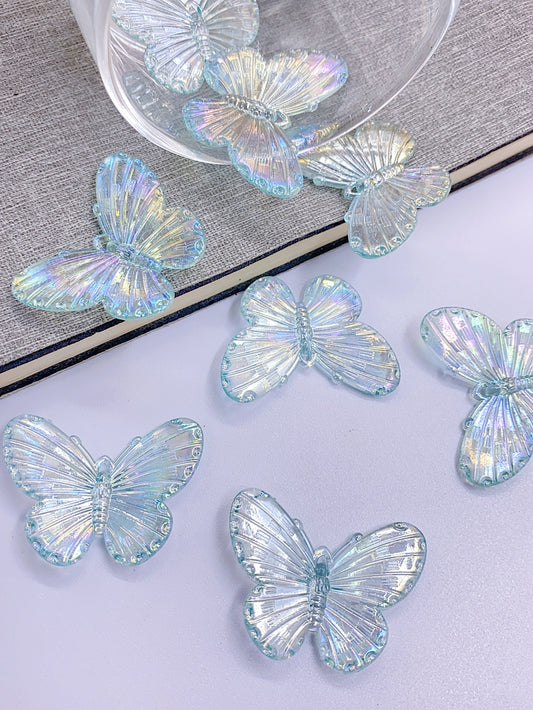 Colorful butterfly ABS material imitation pearl half patch hair clip hair card handmade diy accessories beaded