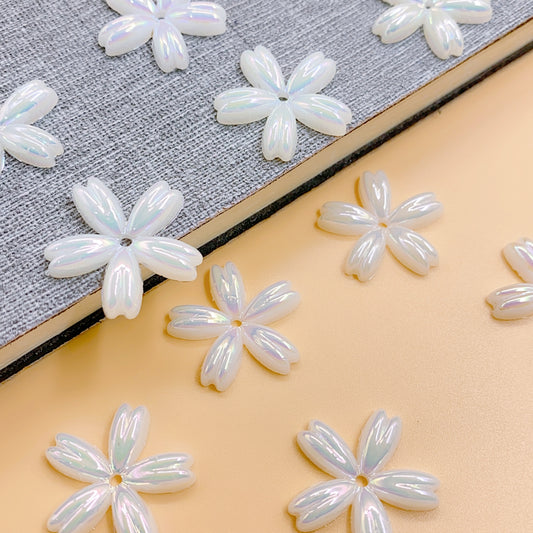 New abs Bright Color Flat Bottom Patch large petal diy jewelry Straight hole flower accessories beaded