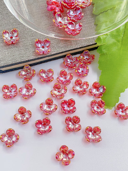 New star fine flash four-petal flower straight hole diy manual simulation flower petal accessories beaded accessories materials