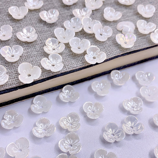 High-grade simulation ABS imitation pearl petal flower magic shell color three leaves DIY handmade headwear corsage production materials