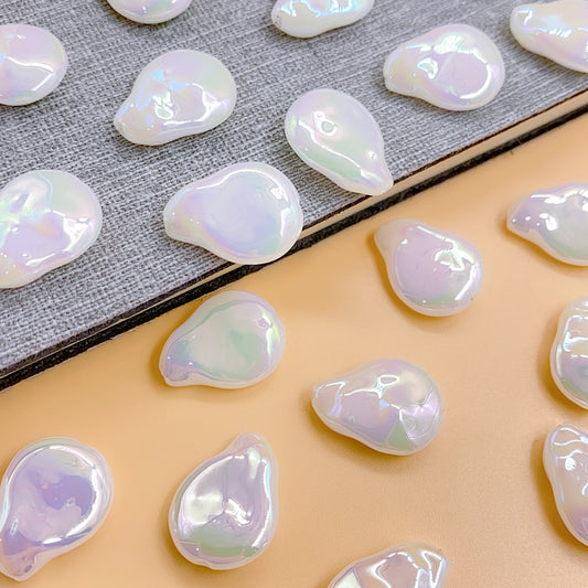 New abs imitation pearl bright color special-shaped straight hole fan-shaped jewelry hand-beaded material