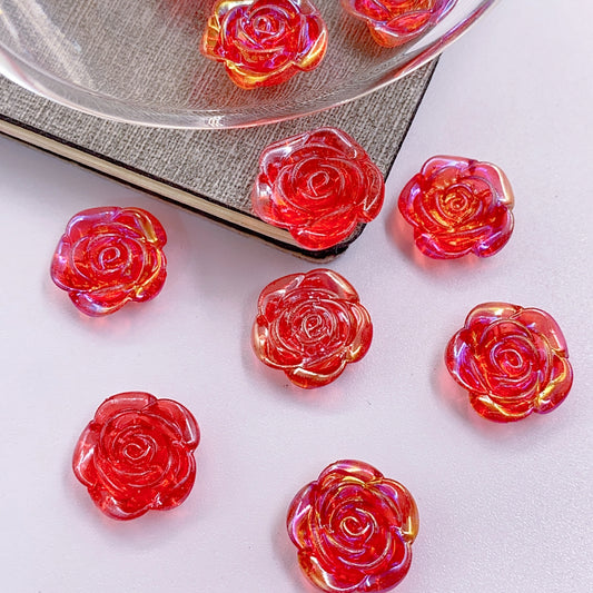 New high-end flat bottom rose jewelry patch straight hole beading diy clothing accessories hair accessories beading materials