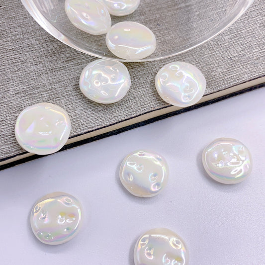 New abs high-grade bright wrinkle surface round bead flat piece pearl clothing accessories diy necklace bracelet accessories material