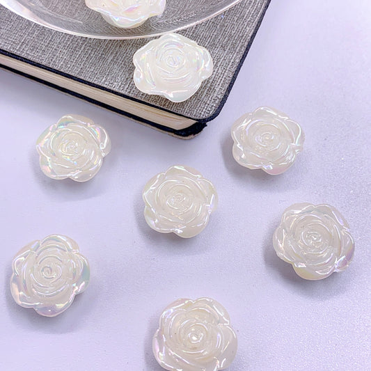 New ABS high-grade bright color flat bottom rose straight hole patch diy jewelry accessories beads