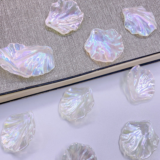 High-end new star plated color cabbage leaf straight hole handmade beading diy pendant jewelry beading material