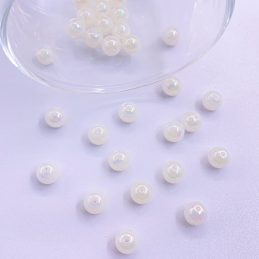High-end bright color series ABS imitation pearl straight hole round bead jewelry beaded diy clothing necklace bracelet accessories beaded materials
